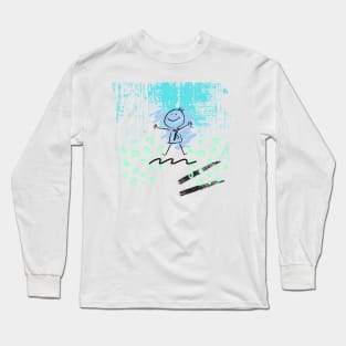 Abstract body people hand drawing line icon Long Sleeve T-Shirt